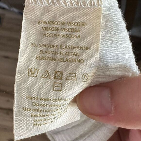 FP M Ivory Ribbed Lace Frill Square Neck Long Sleeve Blouse Y2K Romantic - Picture 4 of 7